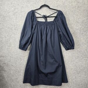 Square Neck Shift Dress Womens M 8 Blue MADEWELL Summer Cottage Puff Sleeve NEW